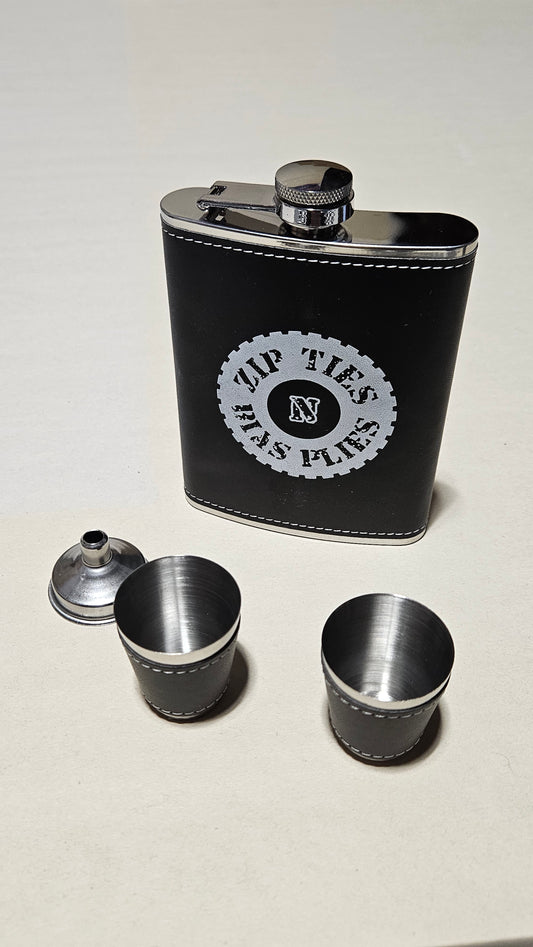 Leather Flask Set (Black - Logo) image 1