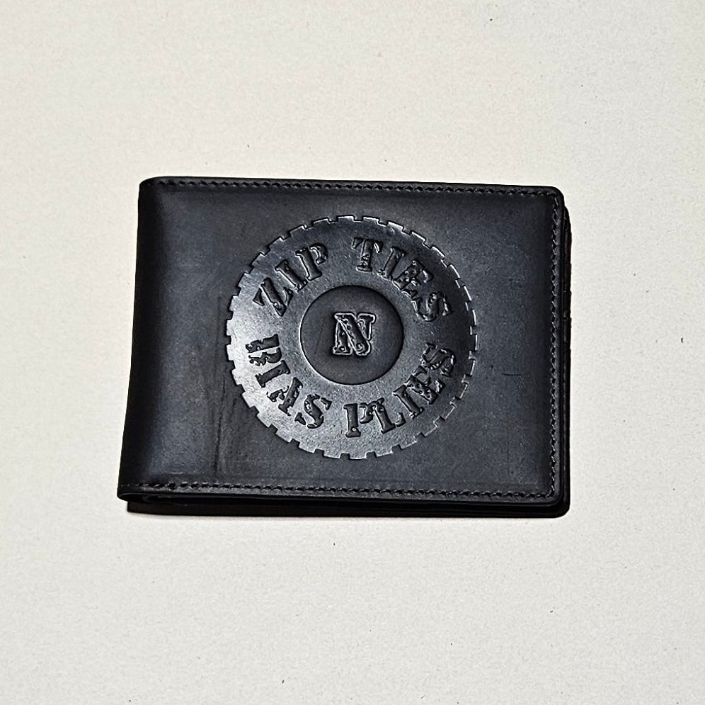 Genuine Leather Zip Ties Wallet - Logo