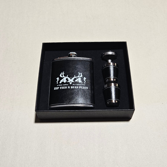 Leather Flask Set (Black - Fur A Good Time)