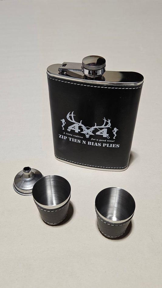 Leather Flask Set (Black - Fur A Good Time) image 1
