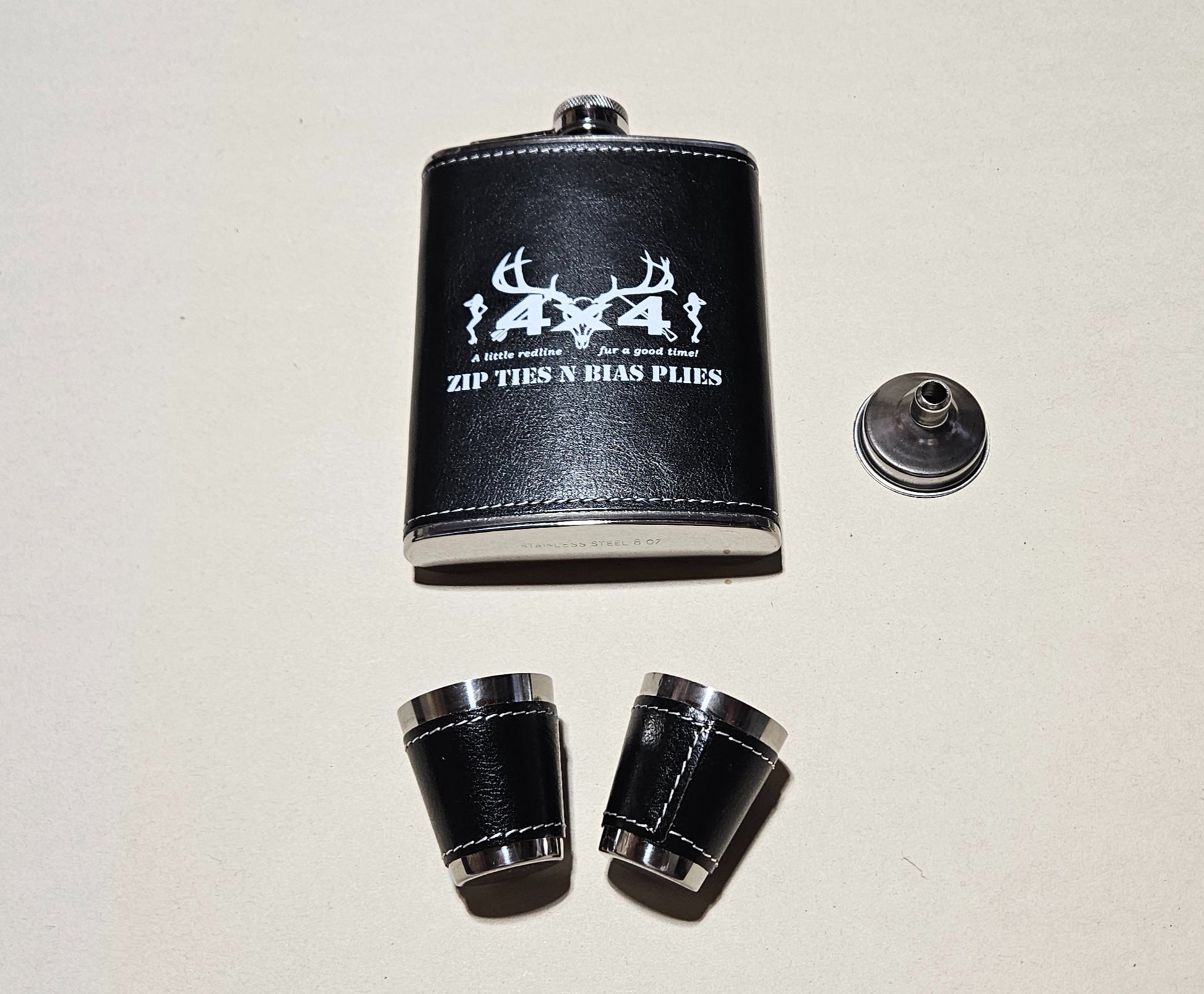 Leather Flask Set (Black - Fur A Good Time) image 2