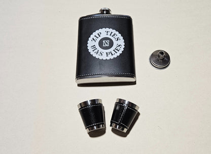 Leather Flask Set (Black - Logo) image 2